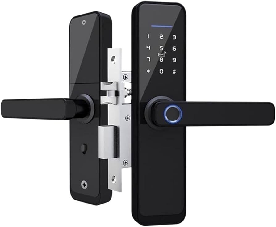 Cerradura inteligente con teclado numérico y lector de huella digital para puerta
